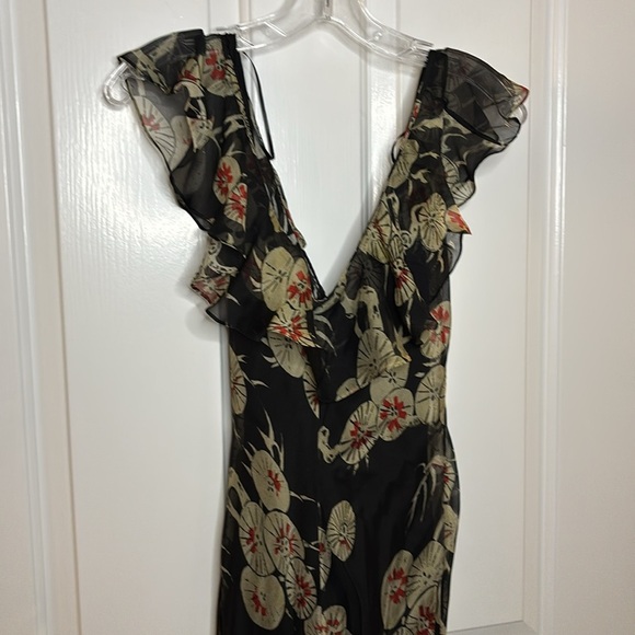 NWT KATE MOSS FOR ZARA black silk floral long dress size small & medium - Picture 8 of 14